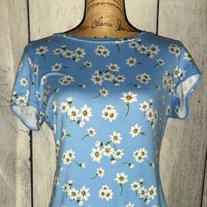 Minette Women's Midi Dress Size XL Floral Print Crew Neck Short Sleeve